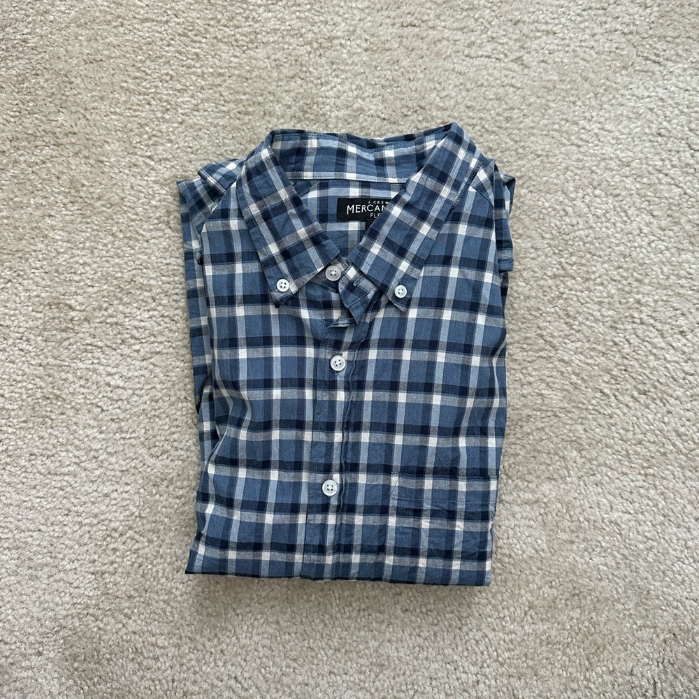 J. Crew Mercantile Flex Blue Checkered Men's Shirt - M